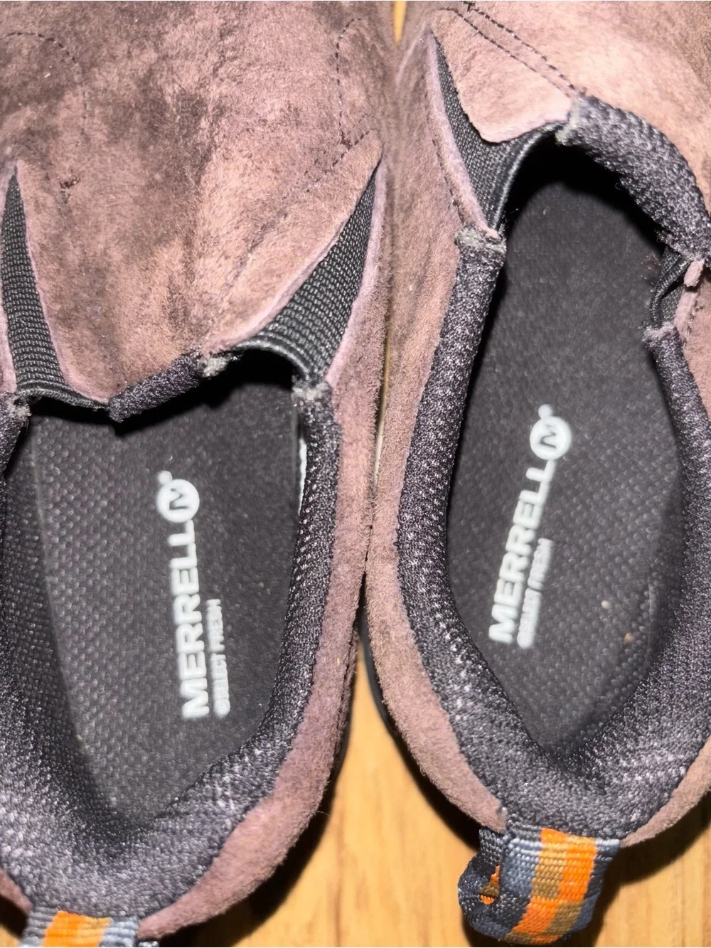 Merrell Brown Suede Kids Slip-On Loafers